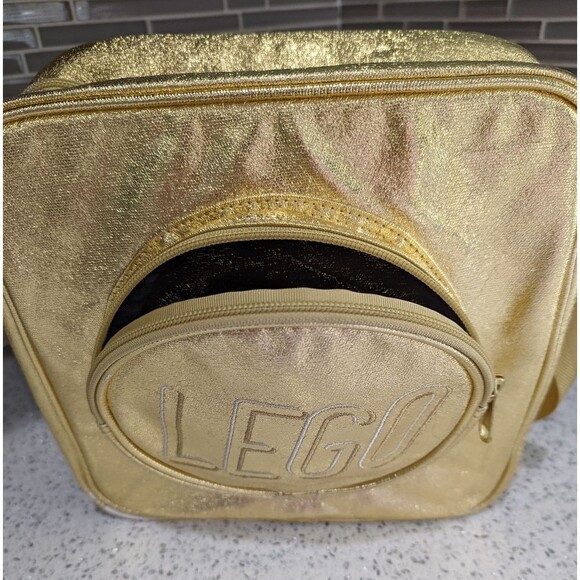 LEGO Gold Shiny Metallic Crossbody Bag Purse Tote 10 X 10 X 4 - Picture 6 of 16